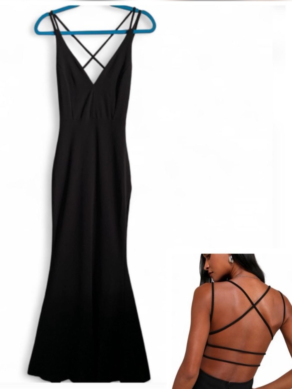 Lulus All this Allure Black Strappy
Backless Mermaid Maxi Dress